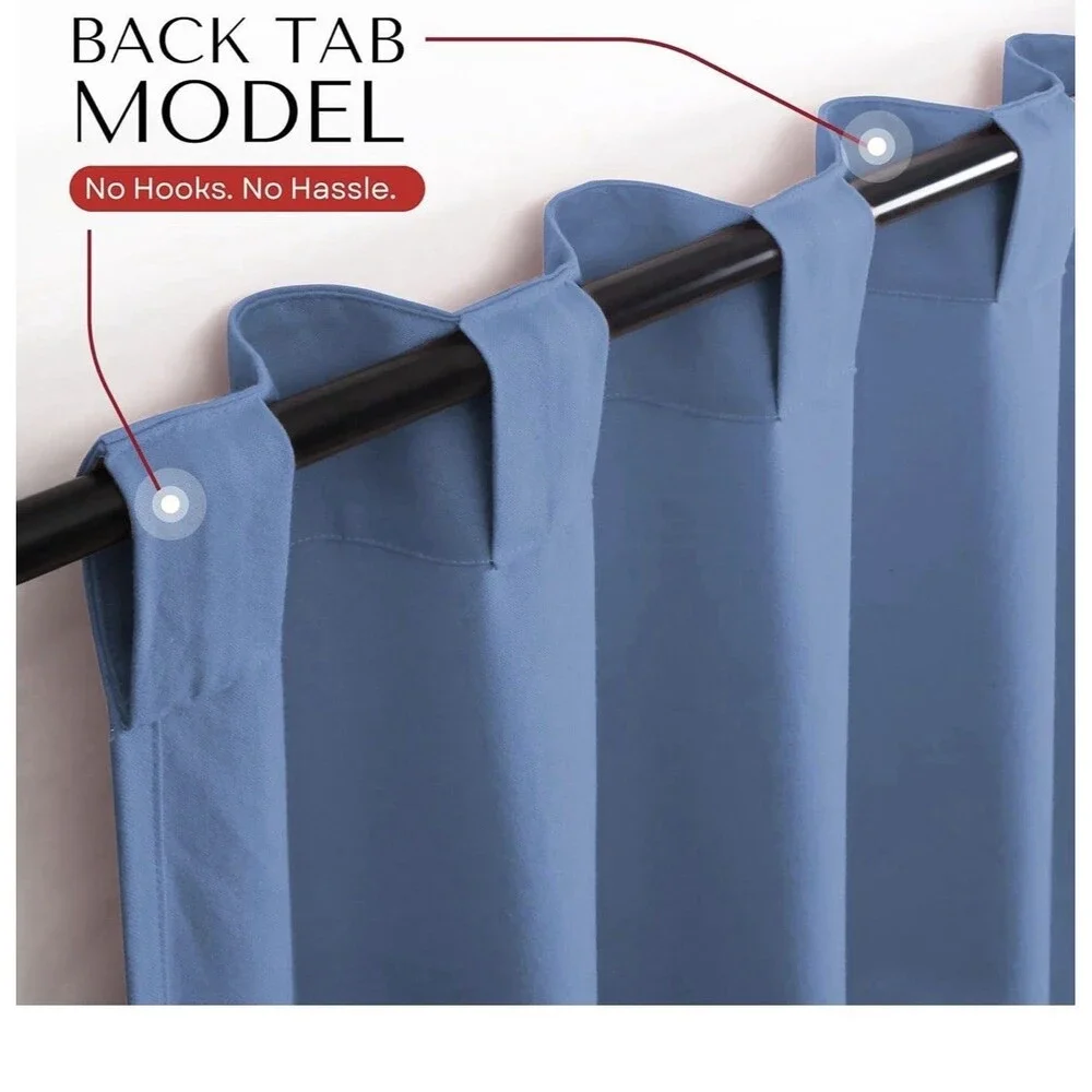 Heirloom Comfort Coastal Farmhouse Curtains Sky Blue 84” Cotton Panel Set 2